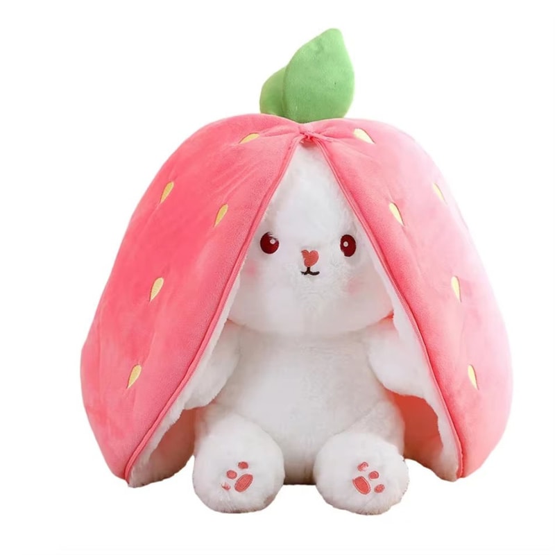 Delicate Soft Cute Deformed Rabbit Plush Toy, Strawberry Carrot Style, Ideal Birthday Gift