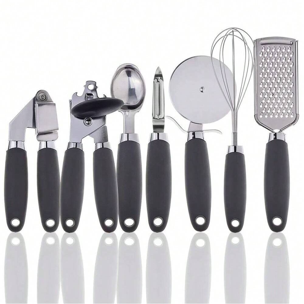 Stainless Steel Kitchen Utensils Set With Silicone Handles 6
