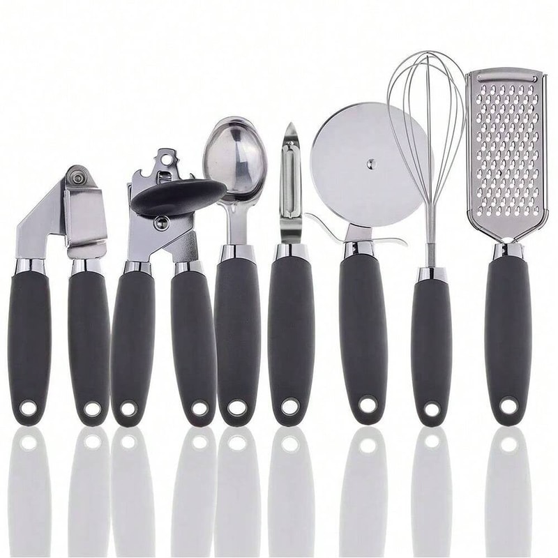 Stainless Steel Kitchen Utensils Set With Silicone Handles 6