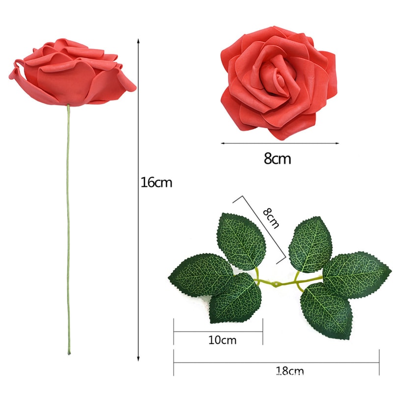 Fake Flowers Roses with Stem for Wedding Bouquets, Party Arrangements & Home Decor