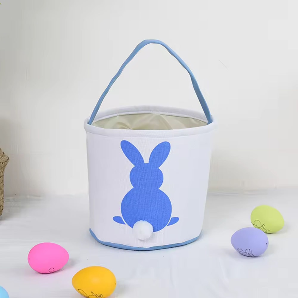 Rabbit Basket Canvas, Baby Easter Bunny Buckets Bag, Kids Festival Gift, Party Tote Decoration Handbag