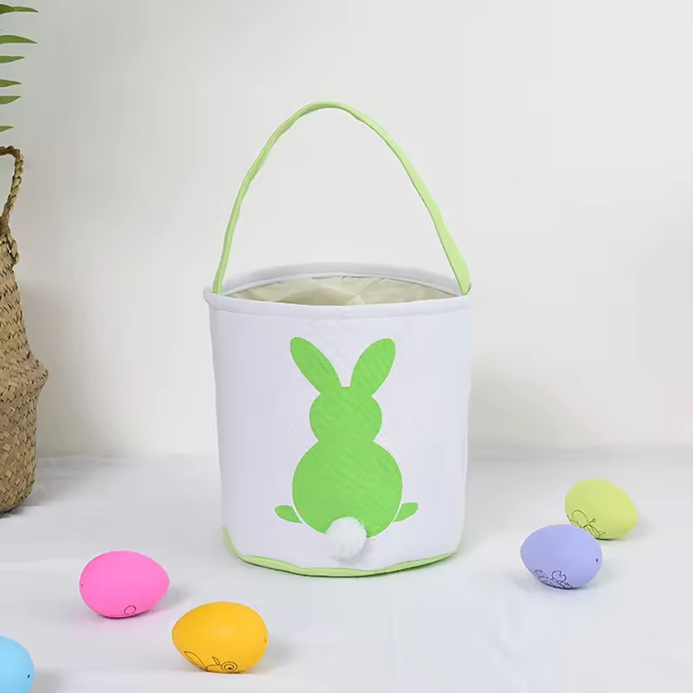 Rabbit Basket Canvas, Baby Easter Bunny Buckets Bag, Kids Festival Gift, Party Tote Decoration Handbag