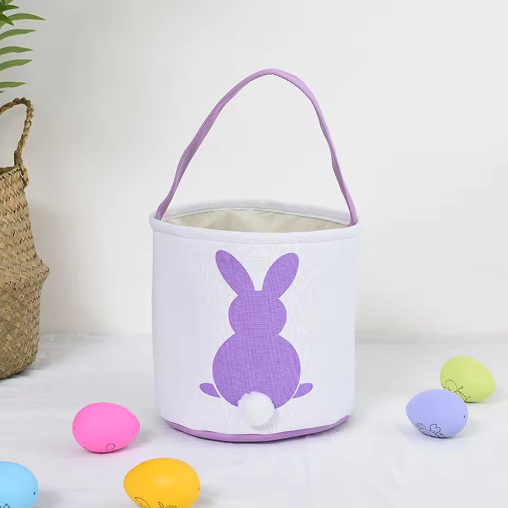 Rabbit Basket Canvas, Baby Easter Bunny Buckets Bag, Kids Festival Gift, Party Tote Decoration Handbag