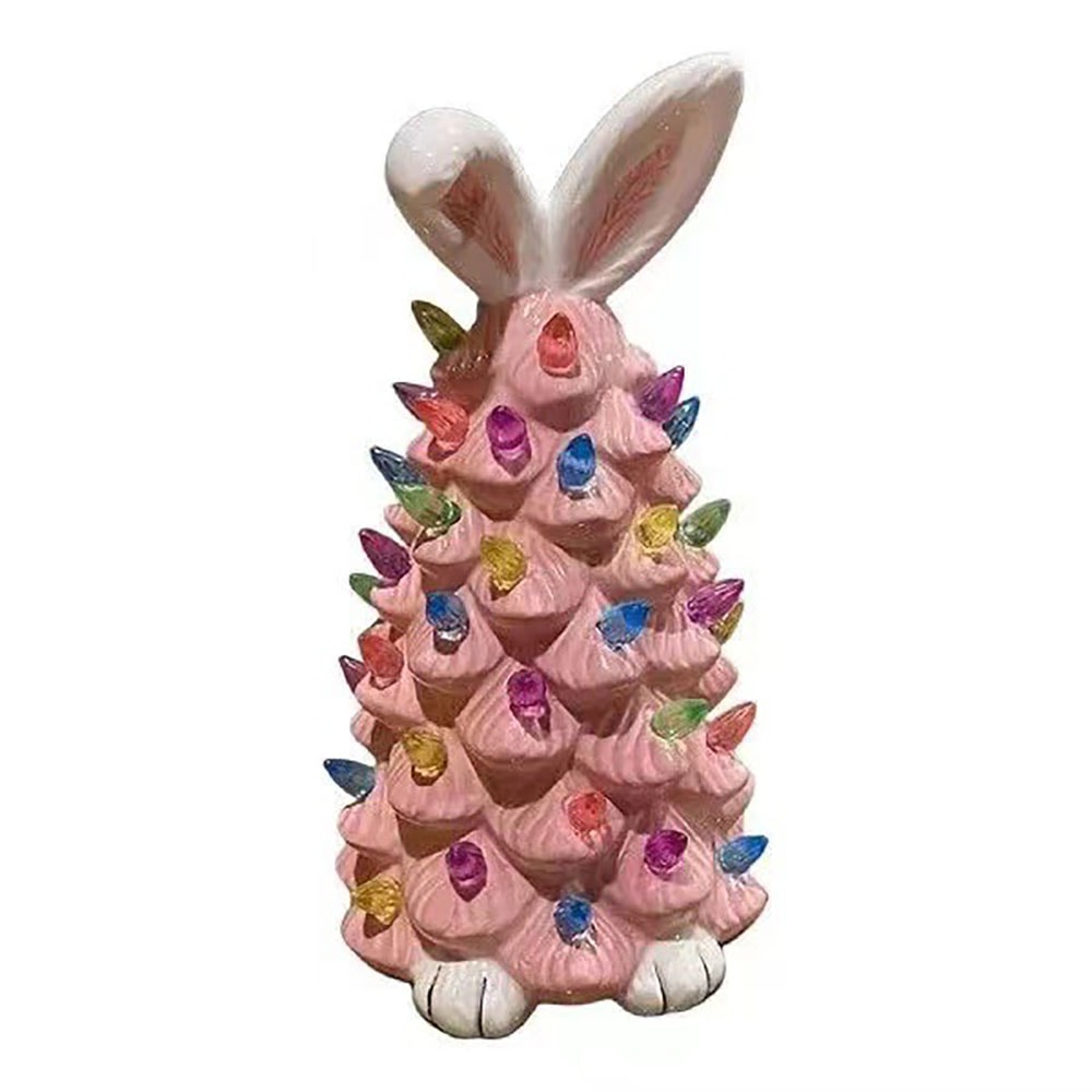Resin Bunny Figurines with Colorful Easter Beads for Tabletop Spring Decor and Happy Easter Gifts