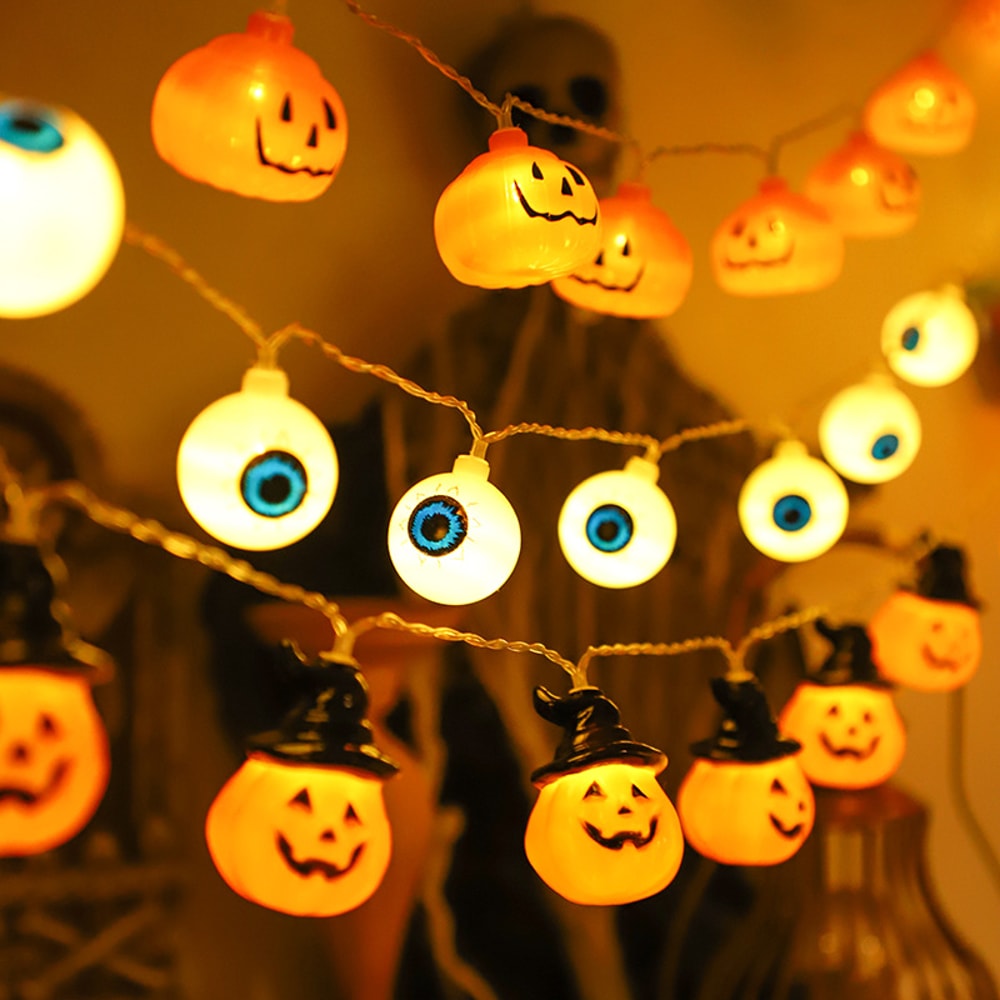 Trick or Treat Halloween Light String with Pumpkin, Skull, Ghost Festival Party Lanterns