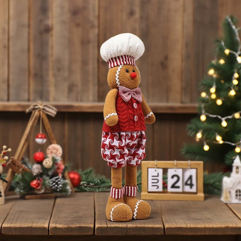 Cute Stretchable Christmas Man Telescopic Doll Ornament, Adorable Gingerbread Home Decor