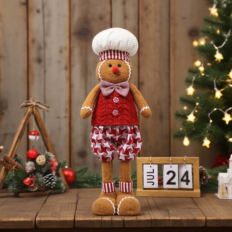 Cute Stretchable Christmas Man Telescopic Doll Ornament, Adorable Gingerbread Home Decor