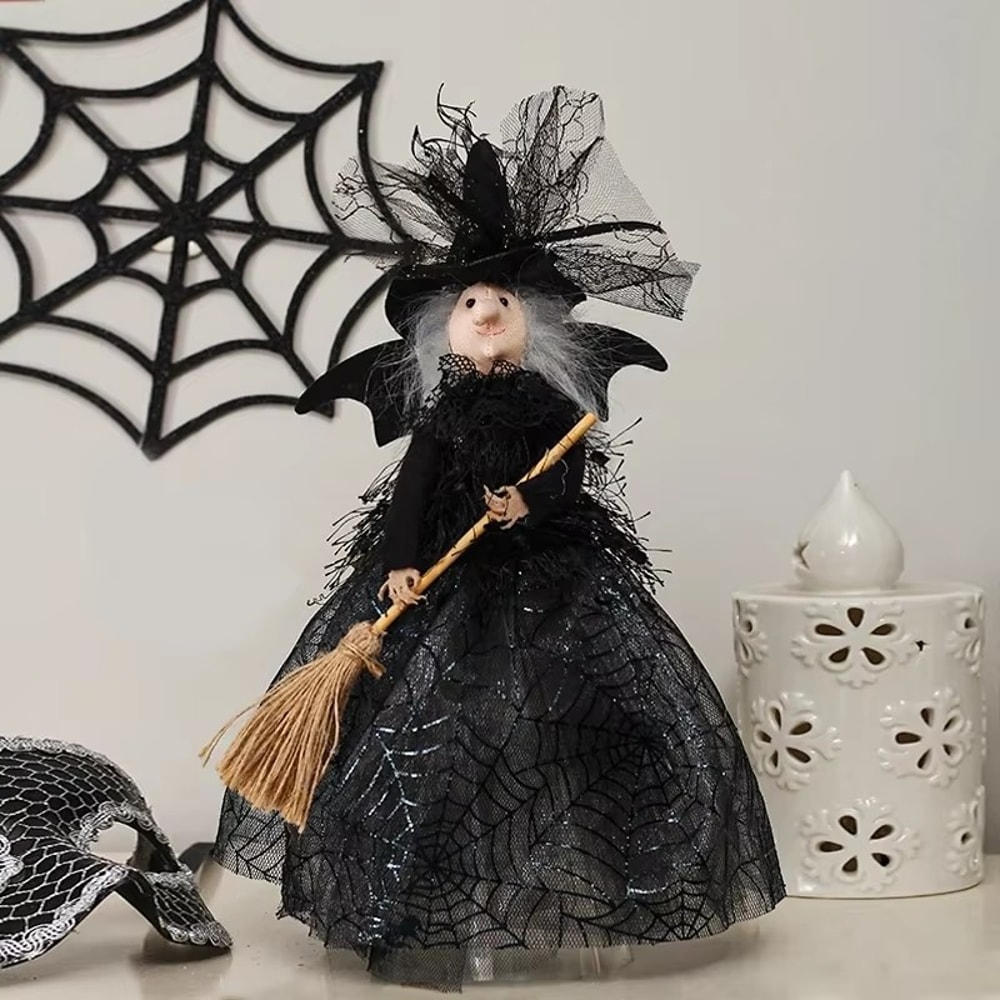 Haunted House Doll Tree Top Ornaments, Witch Star Decor, Halloween Ghost Festival Prop