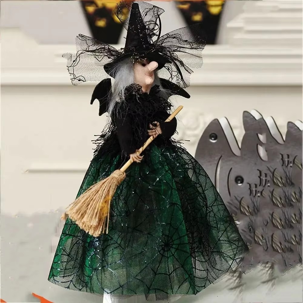 Haunted House Doll Tree Top Ornaments, Witch Star Decor, Halloween Ghost Festival Prop