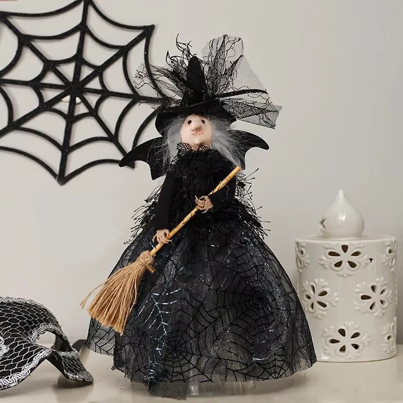 Haunted House Doll Tree Top Ornaments, Witch Star Decor, Halloween Ghost Festival Prop