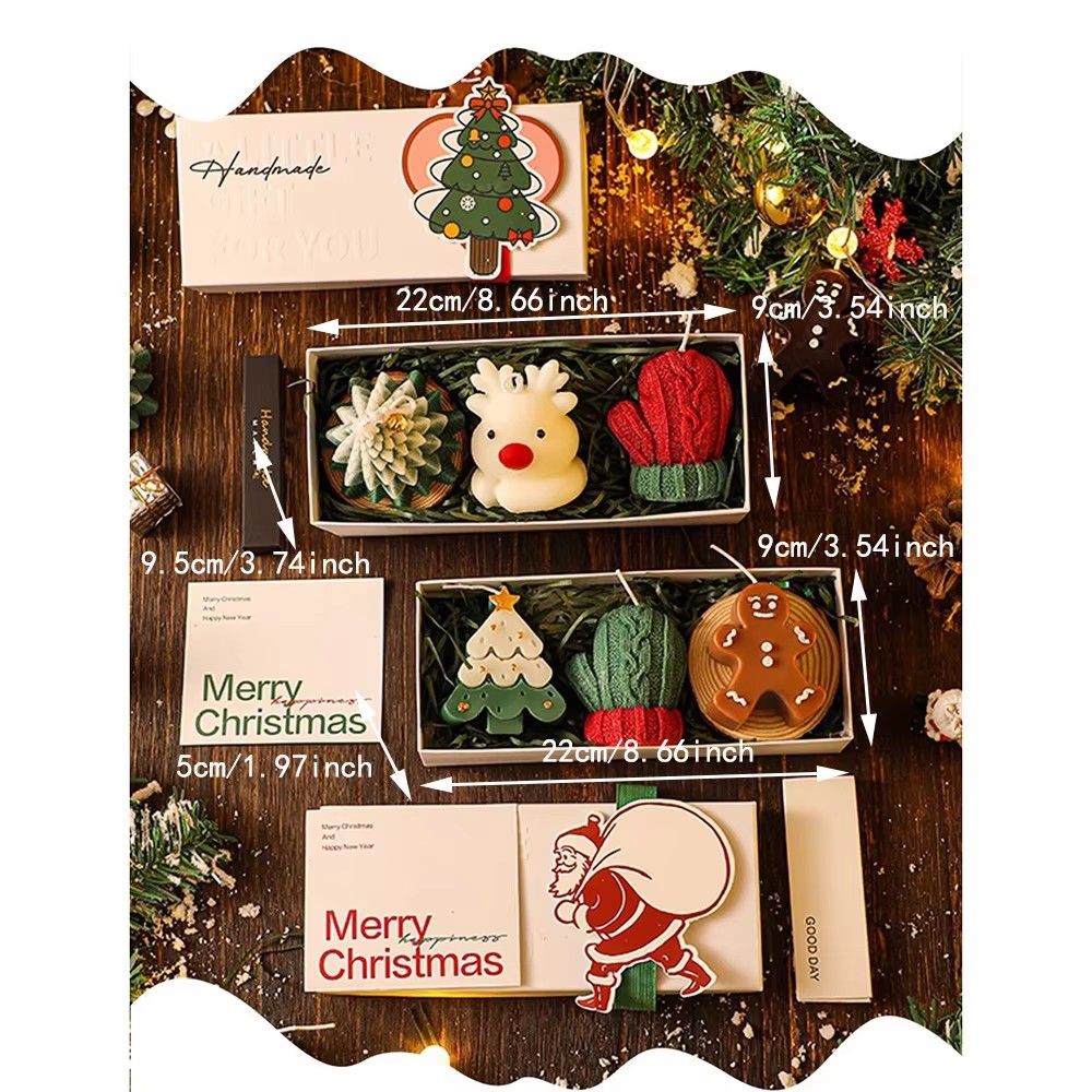Cute Santa Snowman Elk Aromatherapy Candle Gift Set Christmas Handmade Scented Candle Decor 2