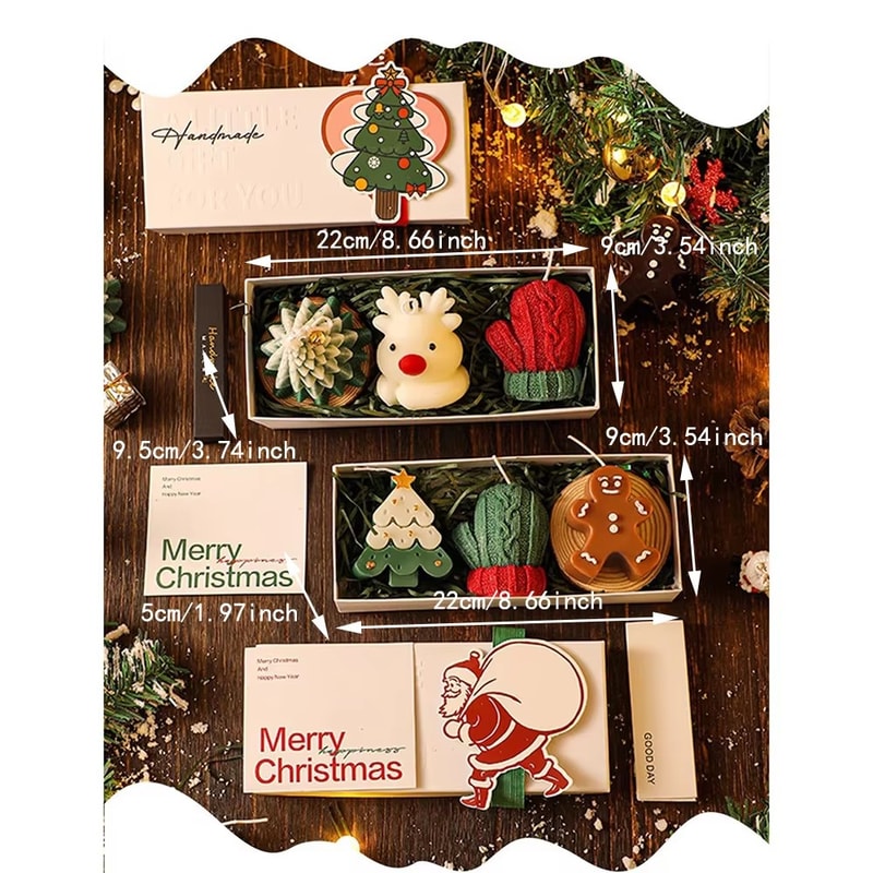 Cute Santa Snowman Elk Aromatherapy Candle Gift Set Christmas Handmade Scented Candle Decor 2