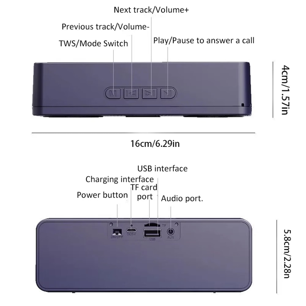 Wireless Bluetooth Smart Speaker With Mic Mobile Phone Audio Outdoor Subwoofer Creative Radio Funct 5