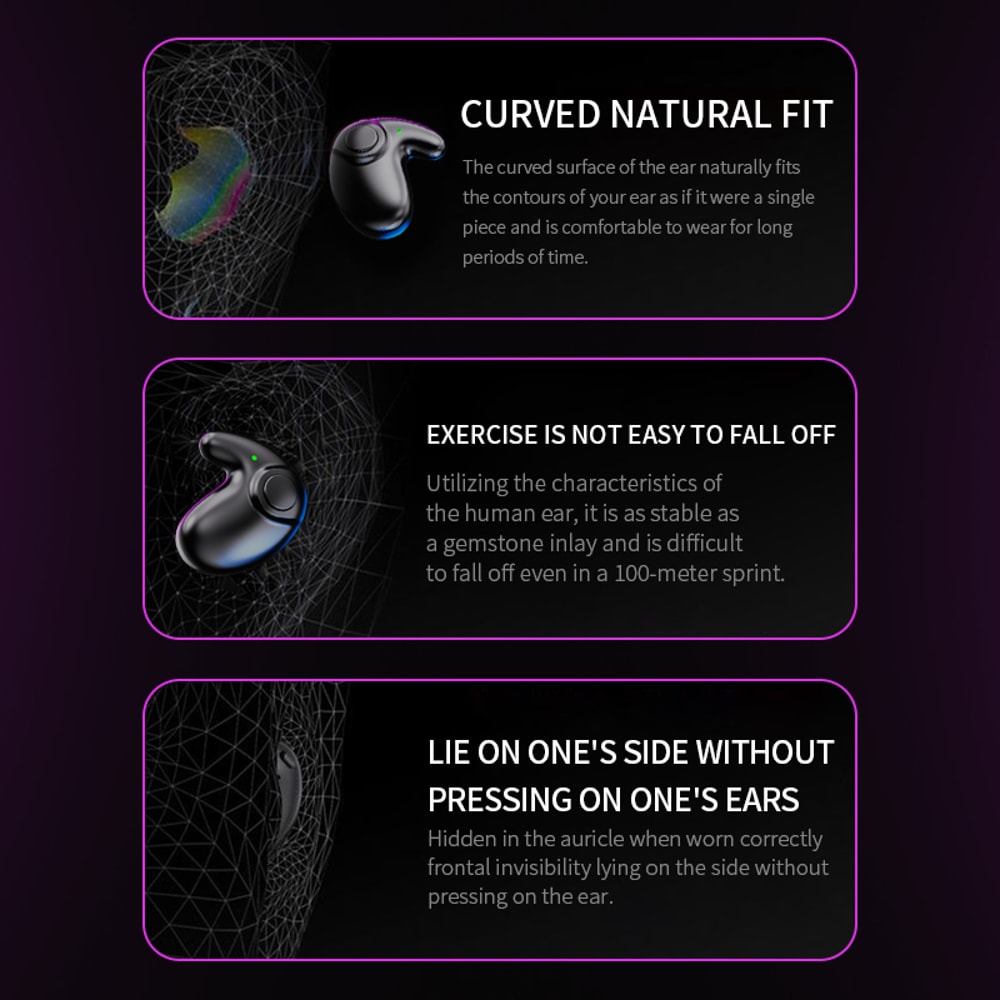 Highend TWS Dual Ear Sleep In Ear Wireless Sports Bluetooth Headphones Mini Painless Call Noise Can 3