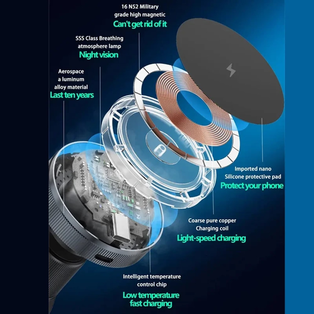 Magnet Car Phone Holder Mount Magnetic Car Wireless Charger Stand Bracket For IPhone Fast Charging 3