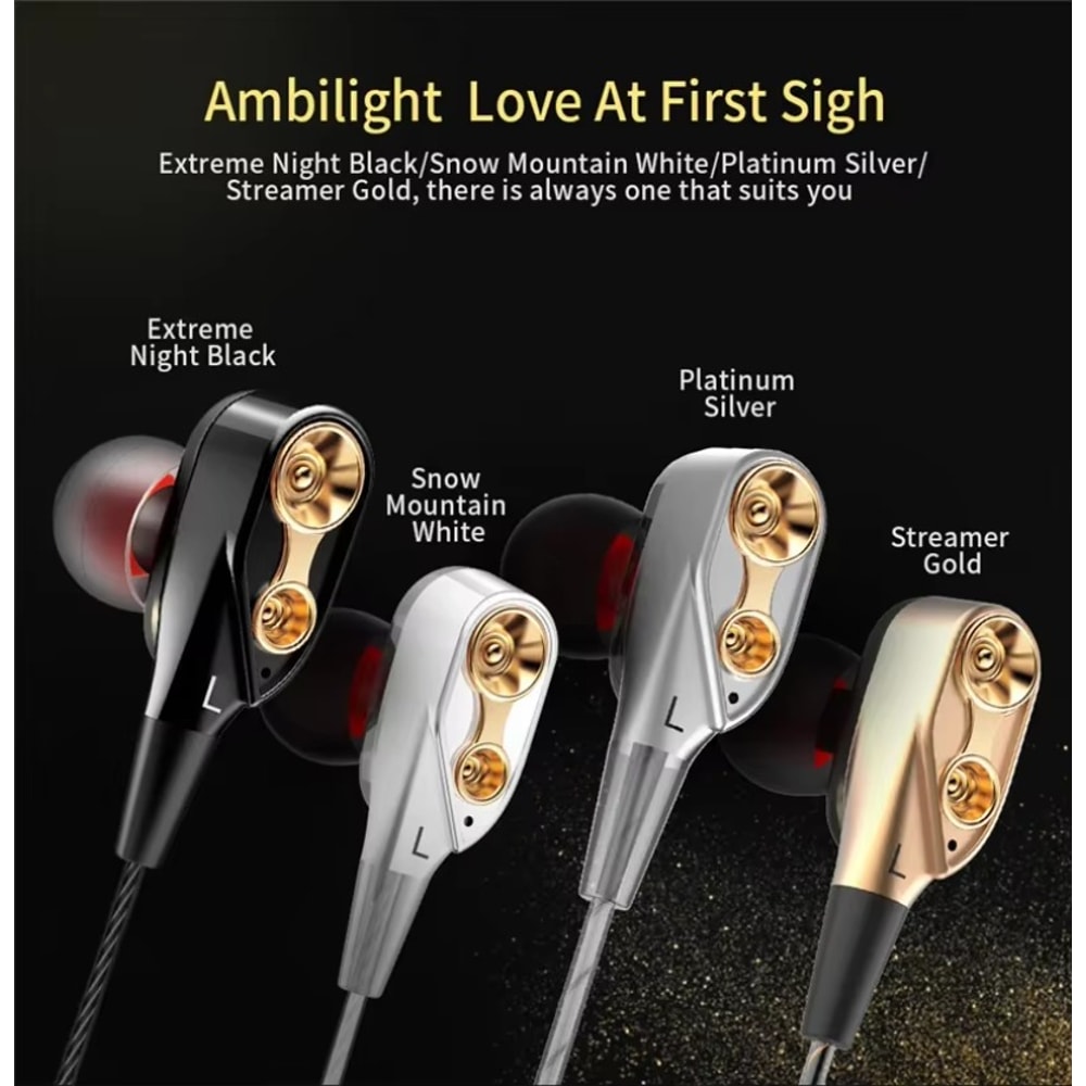 HiFi Wired Earphone 35MM In Ear 4D Copper Driver Bass Stereo Music Earbuds With Mic For Sport Headp 2