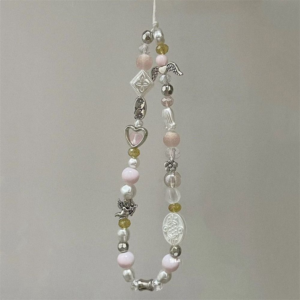 Handmade Mobile Lanyard Jewelry Gift, Star Pearl Beaded Phone Chain Hanging Cord, Summer Phone Charms Strap