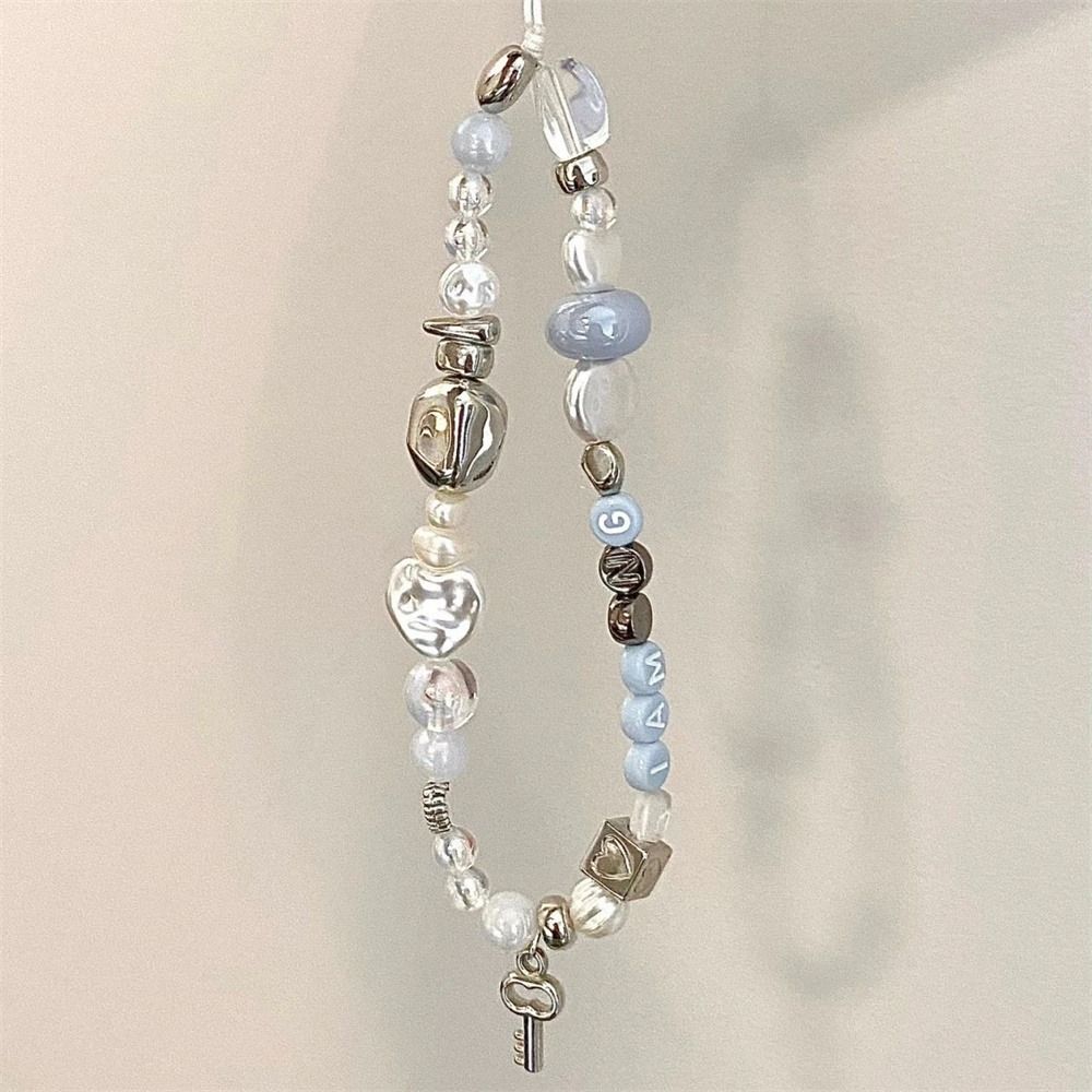 Handmade Mobile Lanyard Jewelry Gift, Star Pearl Beaded Phone Chain Hanging Cord, Summer Phone Charms Strap