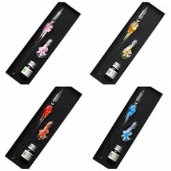 vintage signature floral dip pen, diy craft fountain pen, smooth glass writing tool for calligraphy