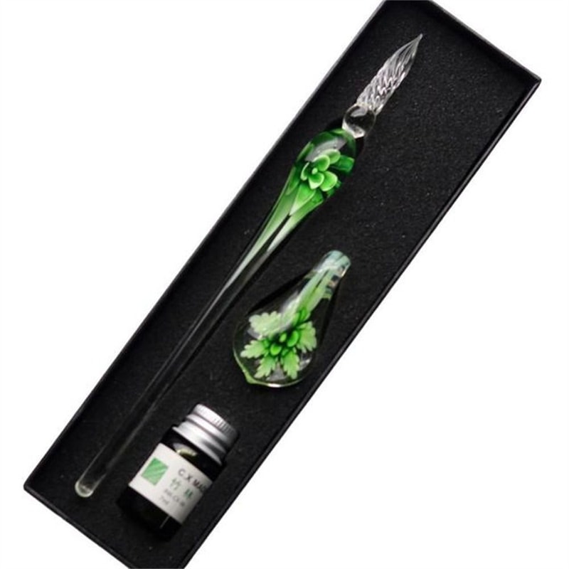 Vintage Signature Floral Dip Pen DIY Craft Fountain Pen Smooth Glass Writing Tool For Calligraphy 1