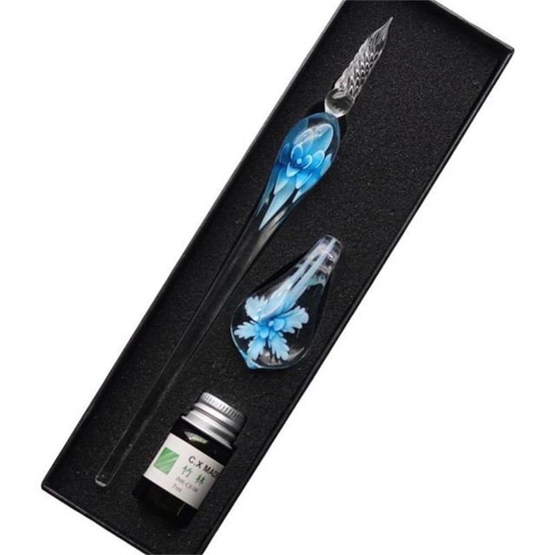 Vintage Signature Floral Dip Pen DIY Craft Fountain Pen Smooth Glass Writing Tool For Calligraphy 4