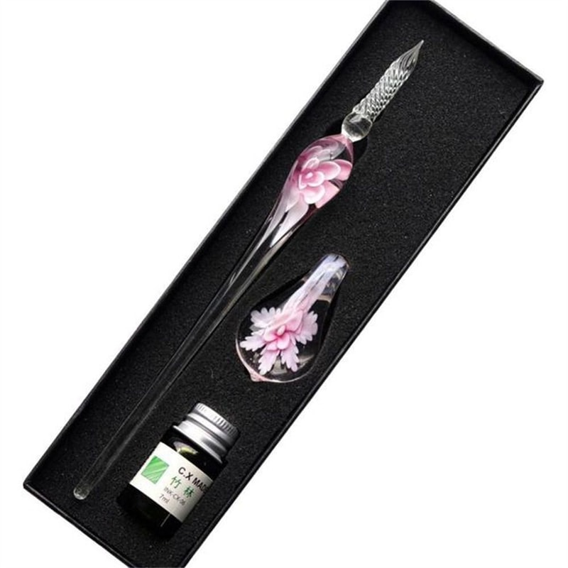 Vintage Signature Floral Dip Pen DIY Craft Fountain Pen Smooth Glass Writing Tool For Calligraphy 5