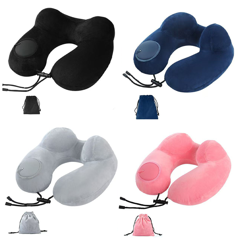 Portable Outdoor Travel Pillow, Inflatable U-shaped Neck Pillow, Foldable Double Hump Pillow