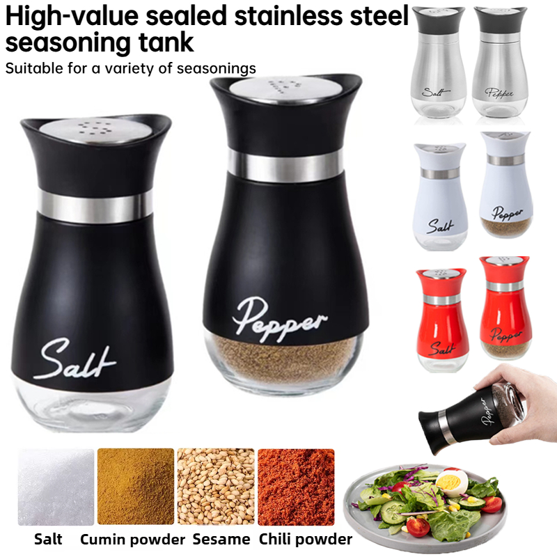 Salt and Pepper Bottle Set, Reusable Seasoning Containers, Sealed and Moisture-Proof for Home and Commercial Kitchens