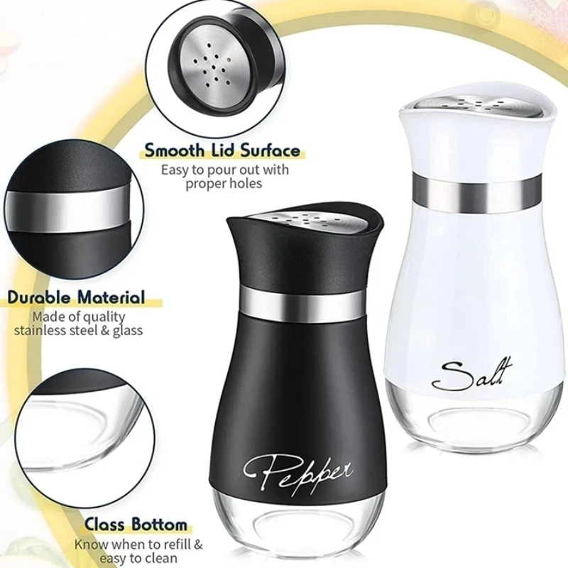 Salt and Pepper Bottle Set, Reusable Seasoning Containers, Sealed and Moisture-Proof for Home and Commercial Kitchens
