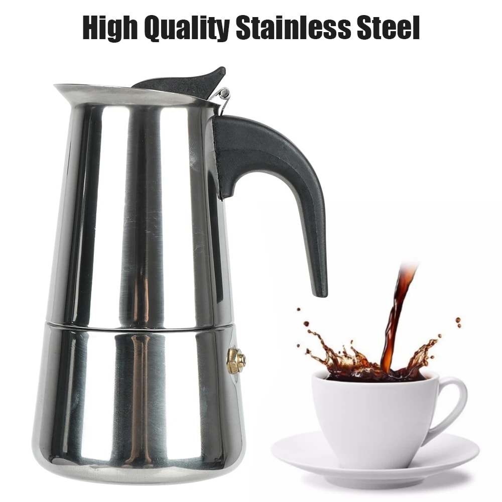 Stainless Steel Moka Coffee Maker Mocha Espresso Latte Stovetop Filter Coffee Pot For Kitchen 1