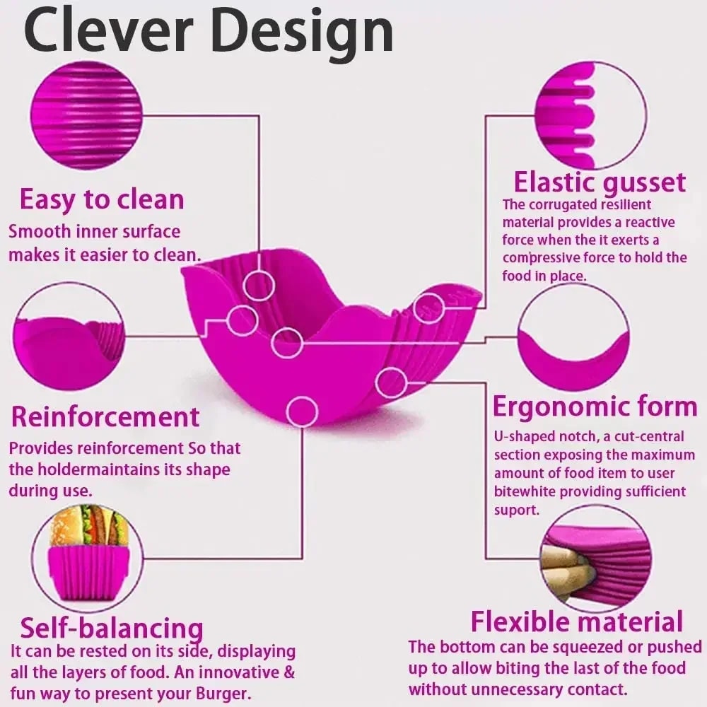 Silicone Burger Tool Holder Reusable Burger Rack Kitchen Organizer Shelf Storage 4