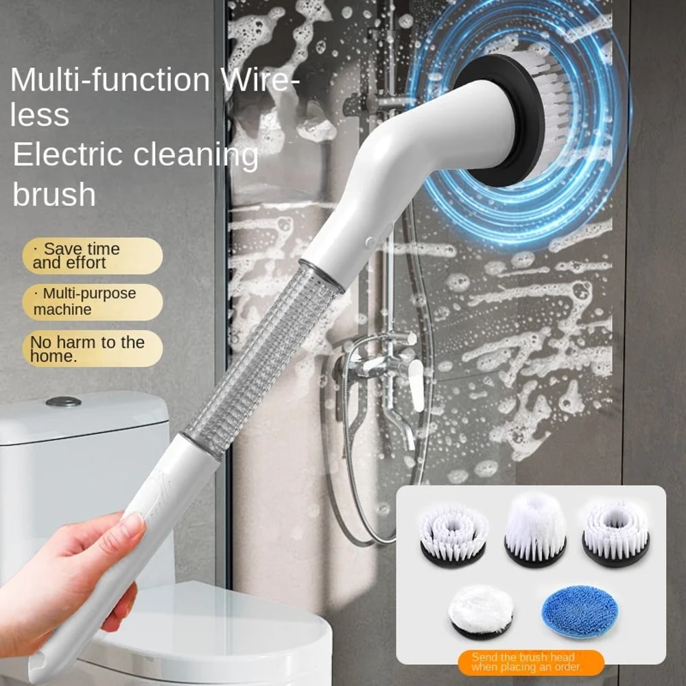 USB Rechargeable Electric Scrubber New Five In One Multifunctional Home Tool For Cleaning Bathroom 0