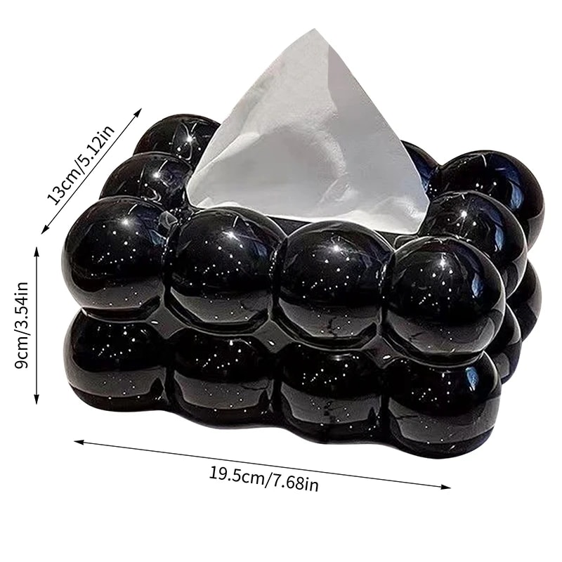 Marshmallow Style Tissue Storage Box, White and Black Plastic, New Type Tissue Box for Home, Restaurant and Office