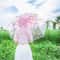 Durable 3-Fold Girls Travel Umbrella, Fashionable Sakura Fresh Transparent Petal, Fully Automatic 8 Bones