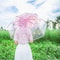 Durable 3-Fold Girls Travel Umbrella, Fashionable Sakura Fresh Transparent Petal, Fully Automatic 8 Bones