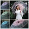 Durable 3-Fold Girls Travel Umbrella, Fashionable Sakura Fresh Transparent Petal, Fully Automatic 8 Bones