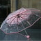 Durable 3-Fold Girls Travel Umbrella, Fashionable Sakura Fresh Transparent Petal, Fully Automatic 8 Bones