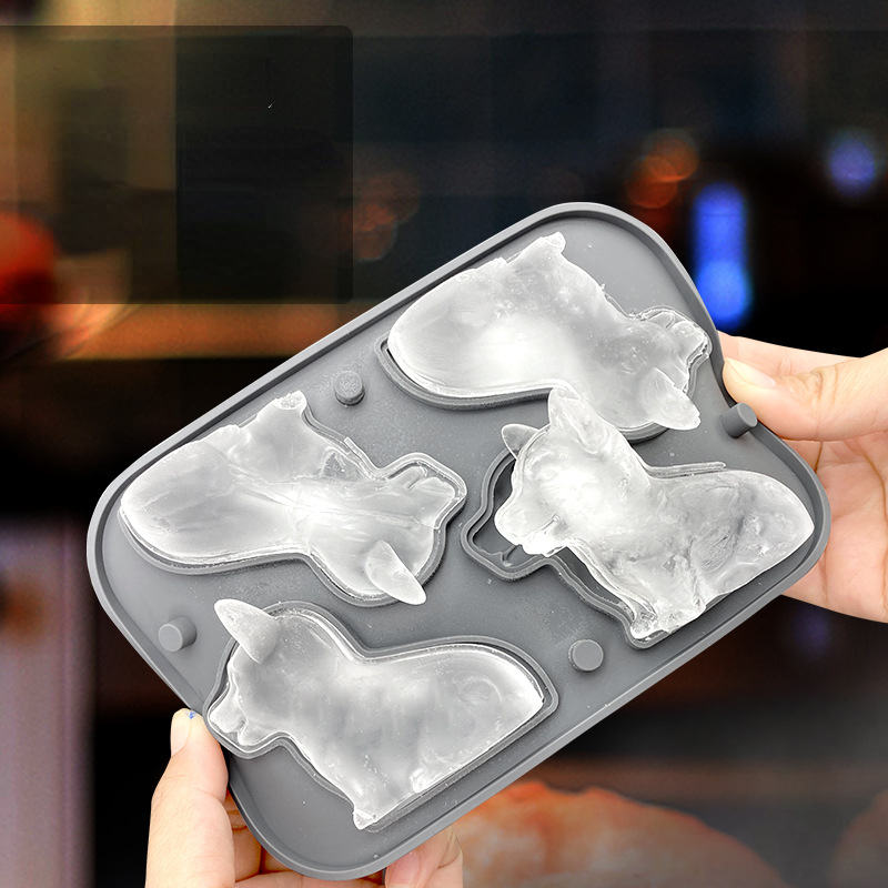 Food Grade Silicone Ice Mold With Clear Funneltype Lid 3D Dachshund Corgi Ice Cube Mold 1