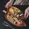 Waterproof Wooden Tray Solid Wood Leaf Shaped Afternoon Tea Tray For Steak Sushi 0