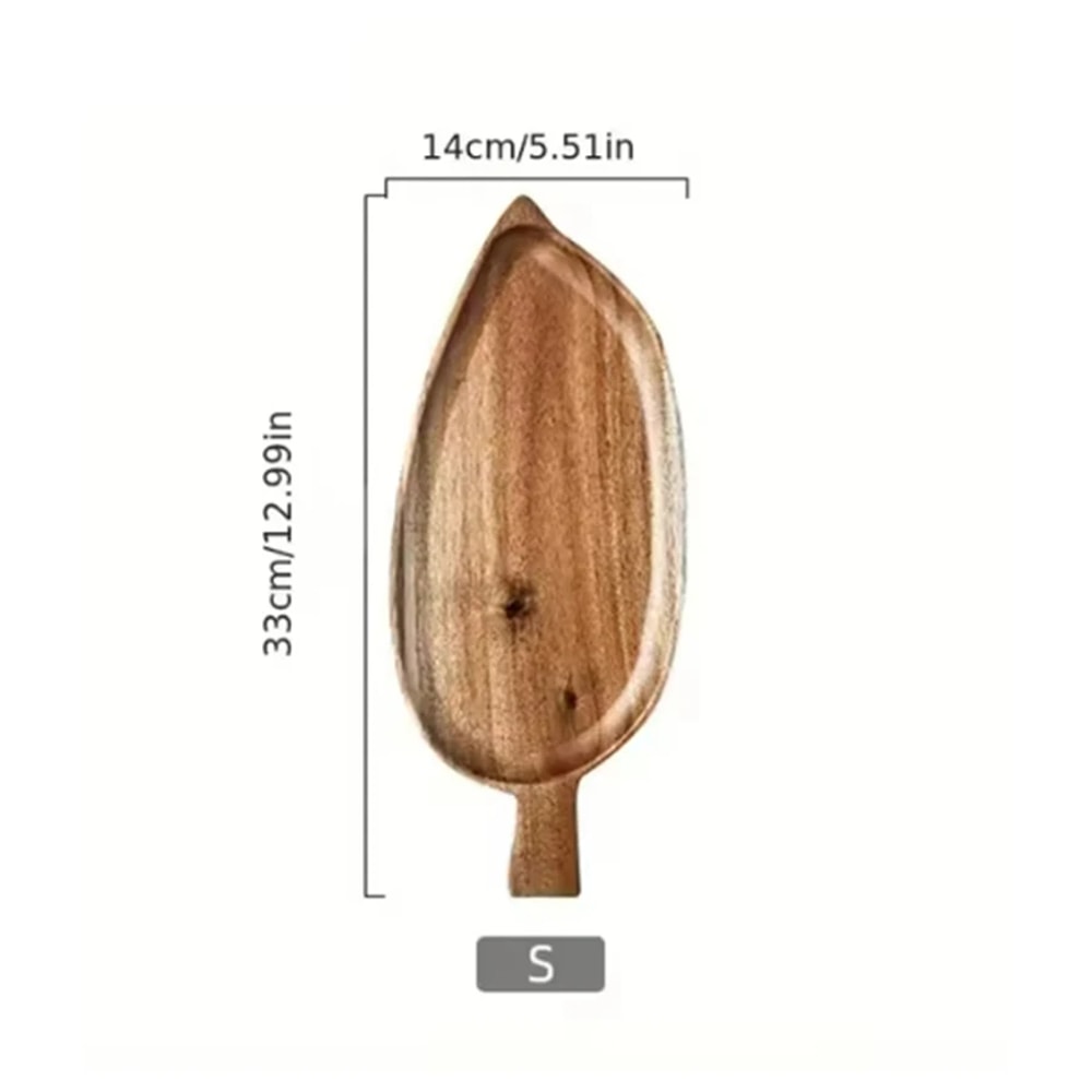 Waterproof Wooden Tray Solid Wood Leaf Shaped Afternoon Tea Tray For Steak Sushi 6