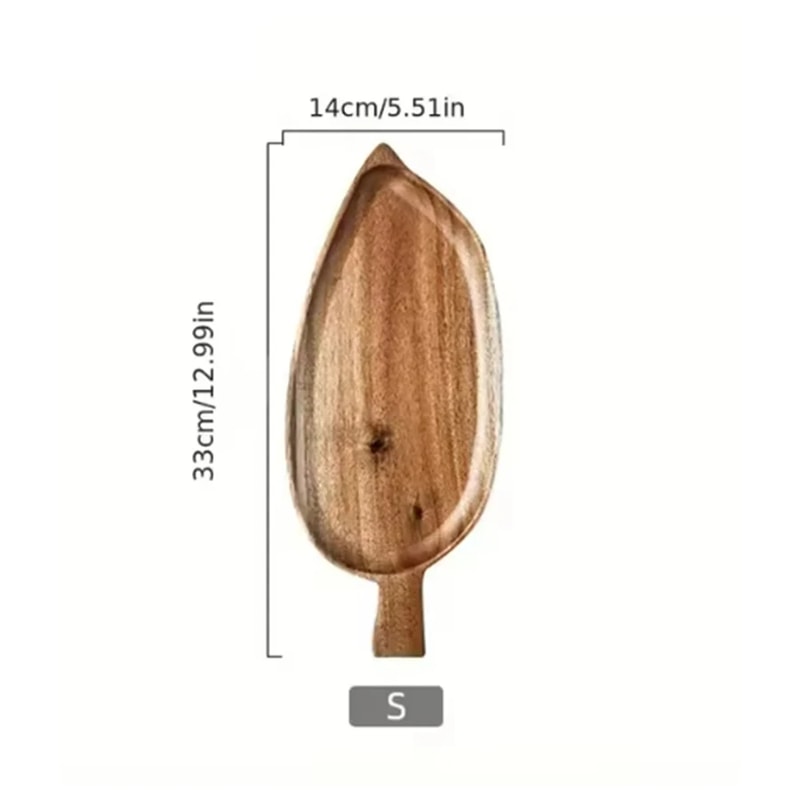 Waterproof Wooden Tray Solid Wood Leaf Shaped Afternoon Tea Tray For Steak Sushi 6