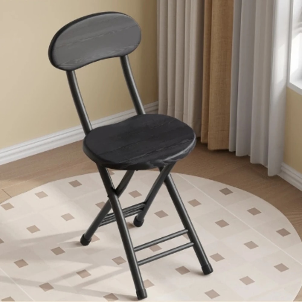 Portable Folding Chair with Oval Seat, Durable Metal Frame, No Assembly Needed, Hardwood Construction for Home