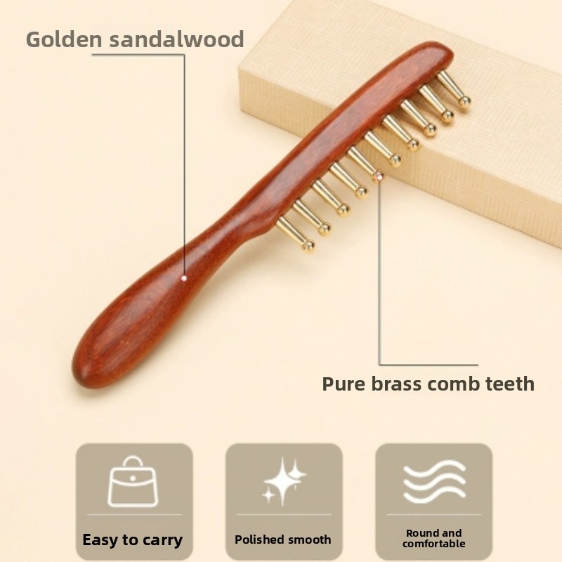 Head Meridian Treatment Comb 10 Tooth Copper Wood Massage Comb For Relaxation 3