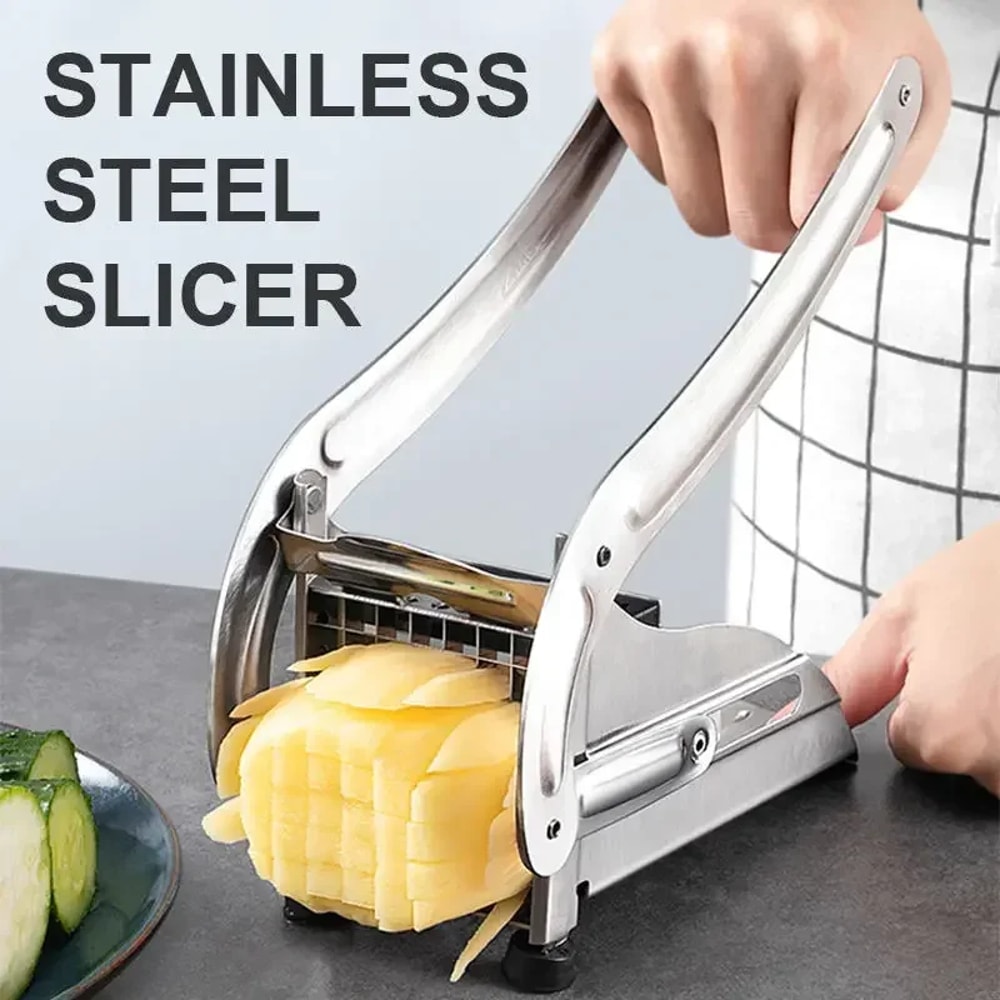 Food Chopper, Stainless Steel Vegetable Cutting Machine, French Fry Slicer, Potato Cutter