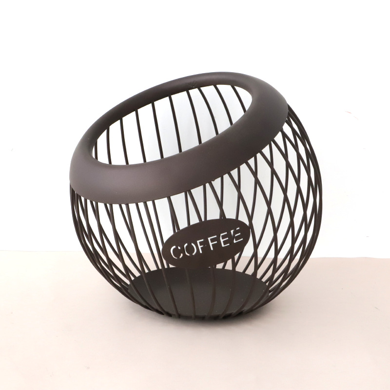 Large Capacity Ball Shaped Coffee Pod Metal Holder, Storage Basket for Kitchen, Drain Basket & Fruit Plate Organizer