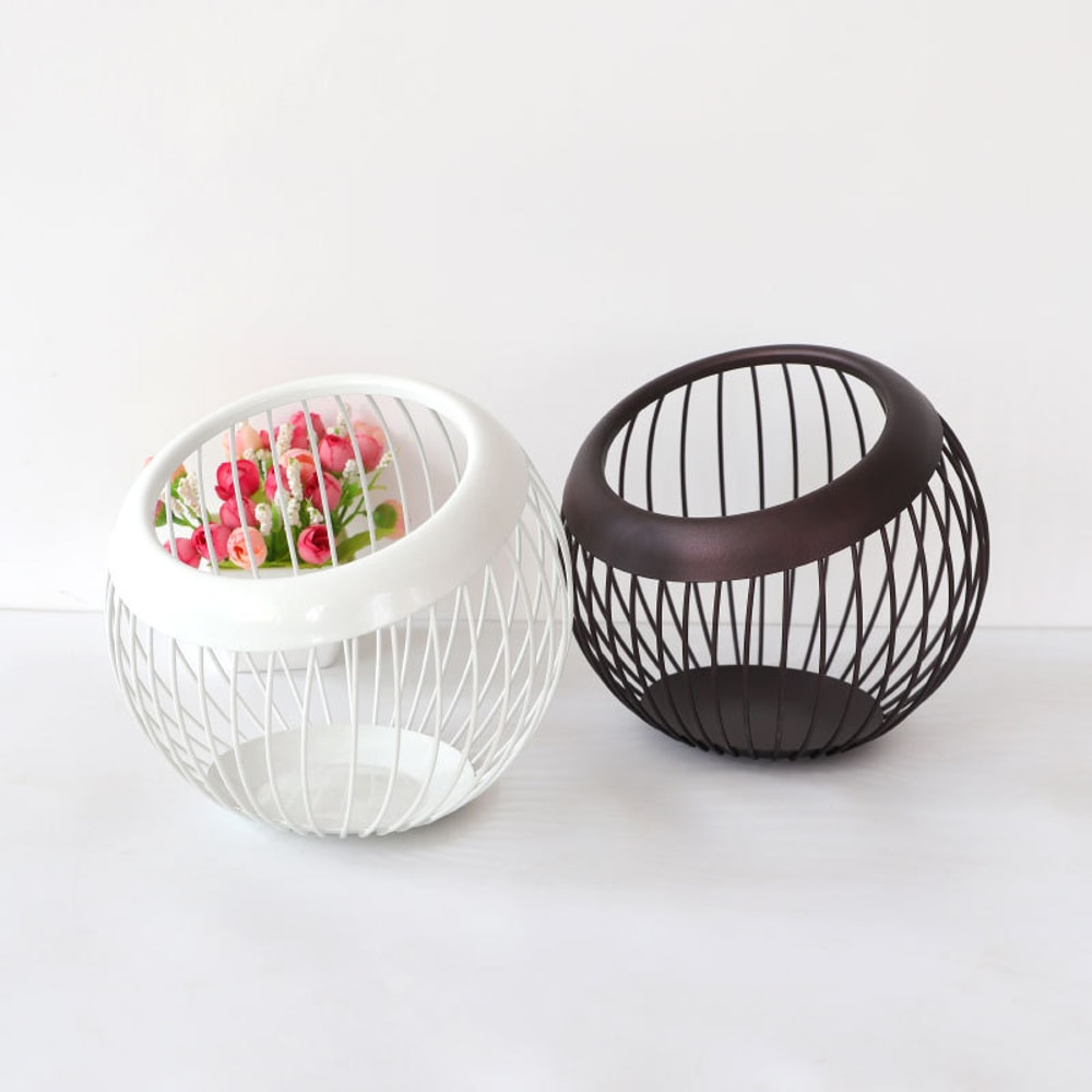 Large Capacity Ball Shaped Coffee Pod Metal Holder, Storage Basket for Kitchen, Drain Basket & Fruit Plate Organizer