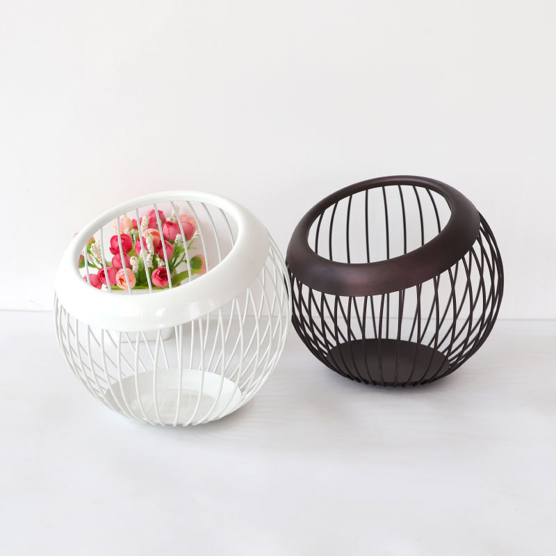 Large Capacity Ball Shaped Coffee Pod Metal Holder, Storage Basket for Kitchen, Drain Basket & Fruit Plate Organizer