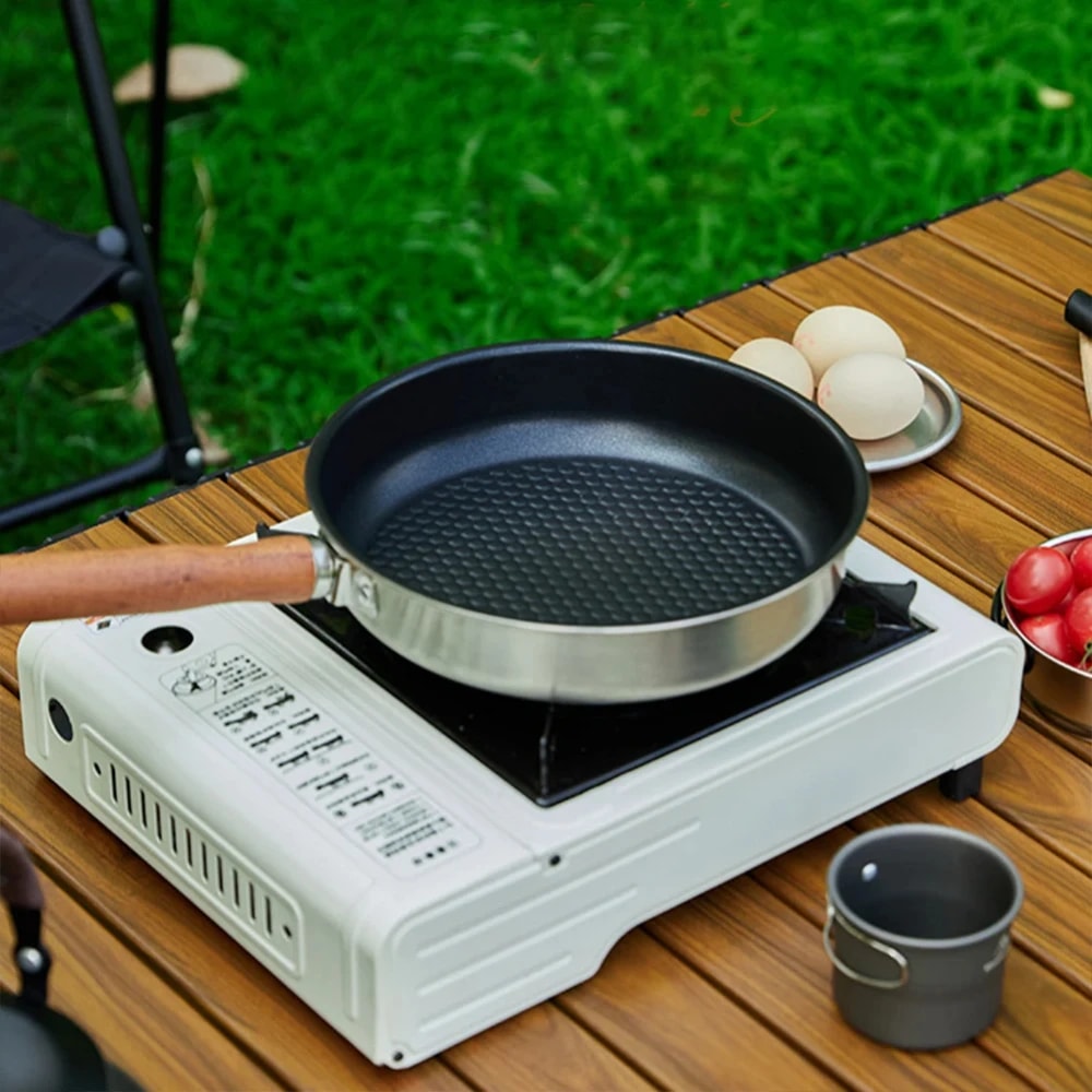 Portable Stainless Steel Mini Wok Pan NonStick Frying Pan For Eggs Steaks FlatBottomed For Camping 4