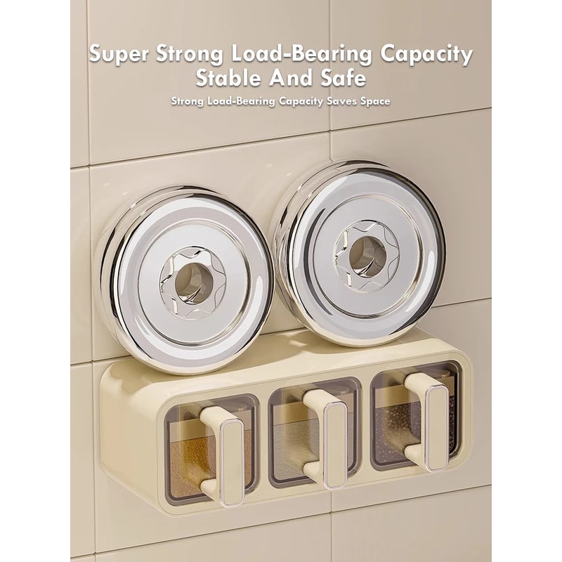 Wall Mounted Kitchen Spice Storage Box Moistureproof Seasoning Jar With Spoon Clear Seal Box Set 3