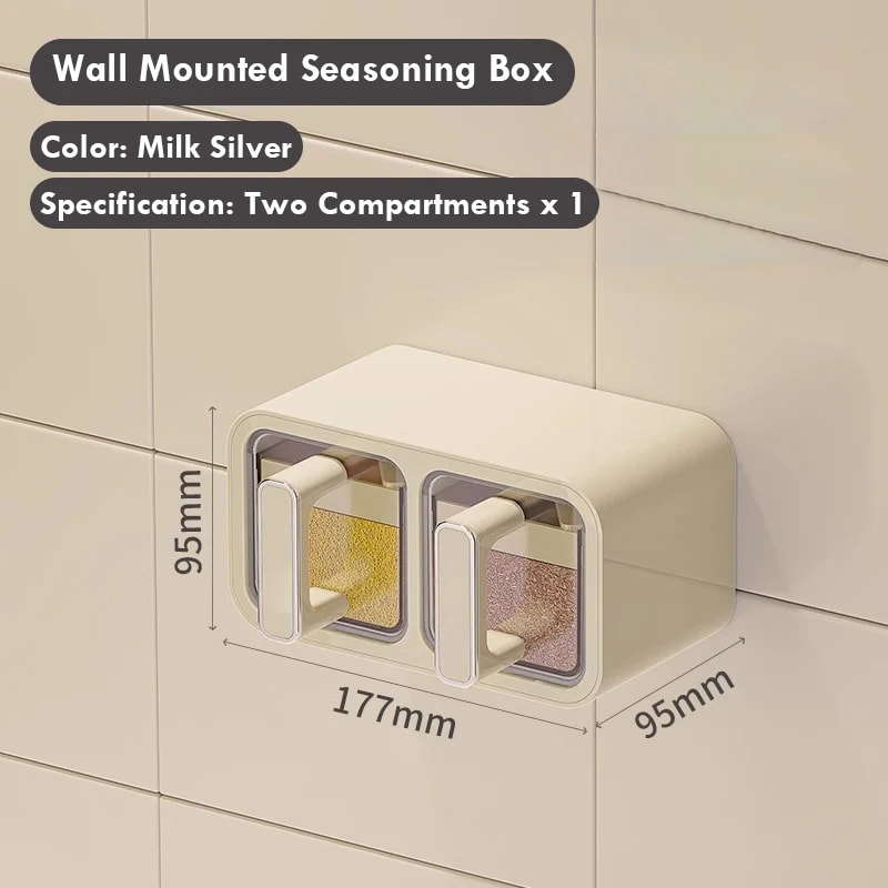 Wall Mounted Kitchen Spice Storage Box Moistureproof Seasoning Jar With Spoon Clear Seal Box Set 6